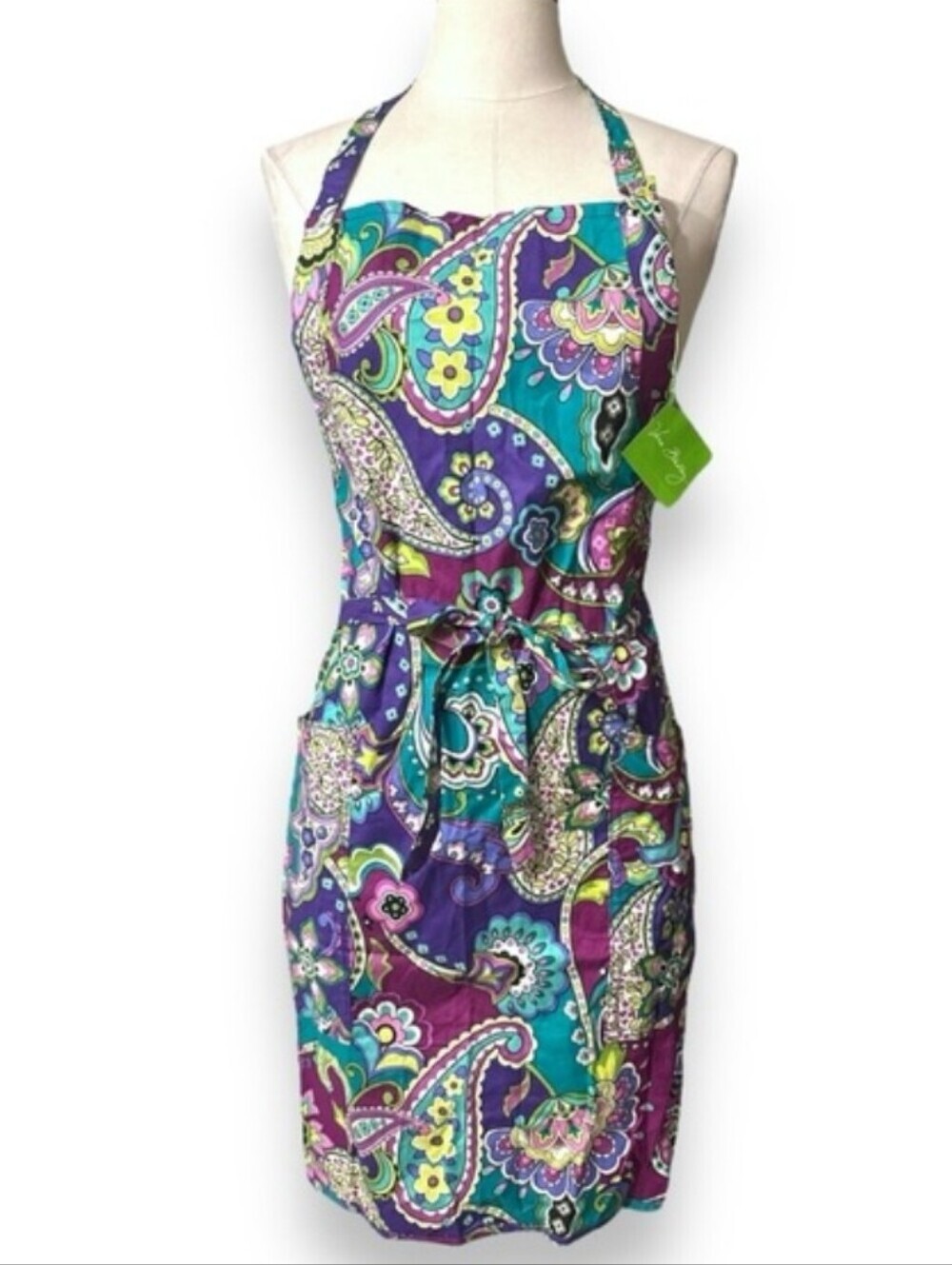 Vera Bradley cotton apron in the retired Heather paisley pattern